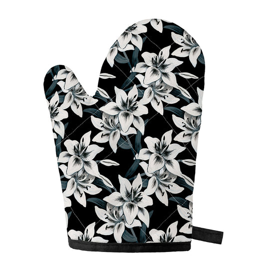 Lily Floral Pattern Print Single Oven Mitt