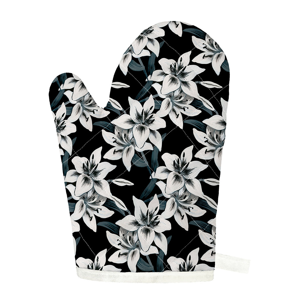 Lily Floral Pattern Print Single Oven Mitt