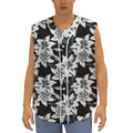Lily Floral Pattern Print Sleeveless Baseball Jersey