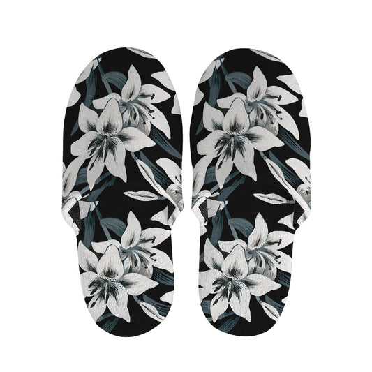 Lily Floral Pattern Print Slippers