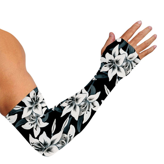 Lily Floral Pattern Print Sun Protection Arm Sleeves