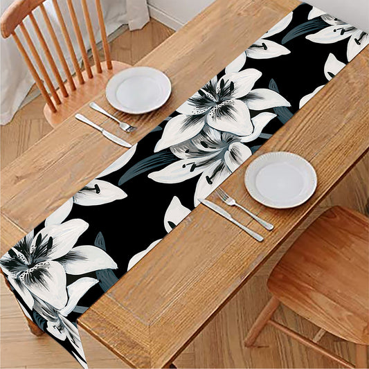 Lily Floral Pattern Print Table Runner