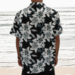 Lily Floral Pattern Print Textured Short Sleeve Shirt