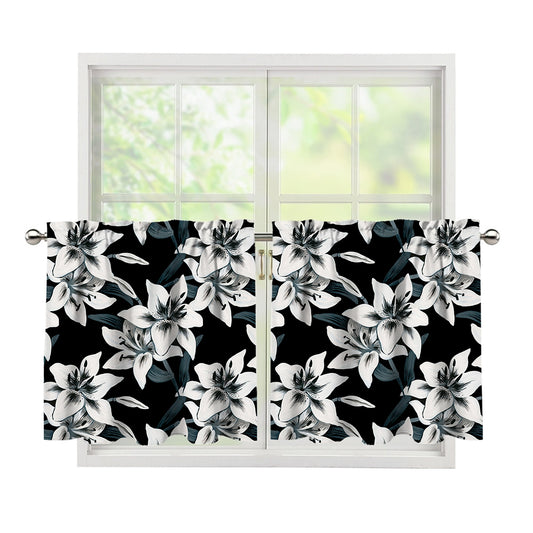 Lily Floral Pattern Print Tier Curtains