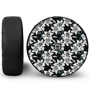 Lily Floral Pattern Print Tire Cover With Camera Hole