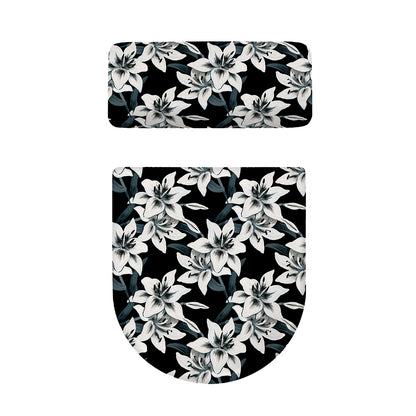 Lily Floral Pattern Print Toilet Lid And Tank Cover Set