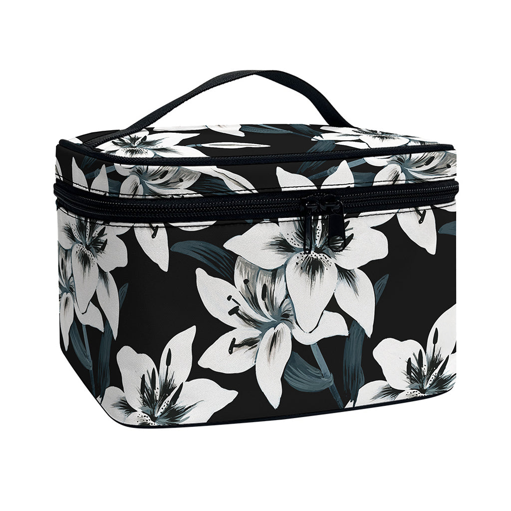 Lily Floral Pattern Print Travel Makeup Bag