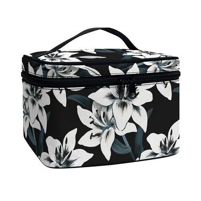 Lily Floral Pattern Print Travel Makeup Bag