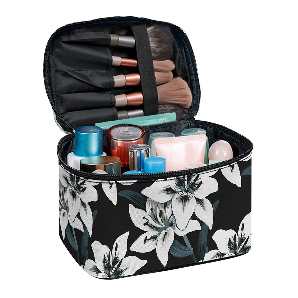 Lily Floral Pattern Print Travel Makeup Bag