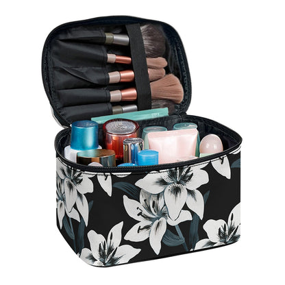 Lily Floral Pattern Print Travel Makeup Bag
