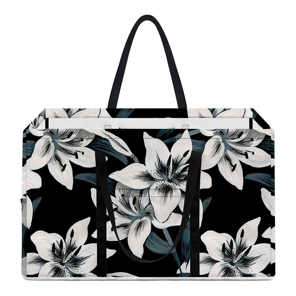 Lily Floral Pattern Print Utility Tote Bag