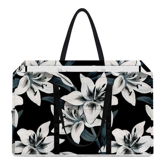 Lily Floral Pattern Print Utility Tote Bag