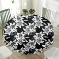 Lily Floral Pattern Print Waterproof Round Tablecloth