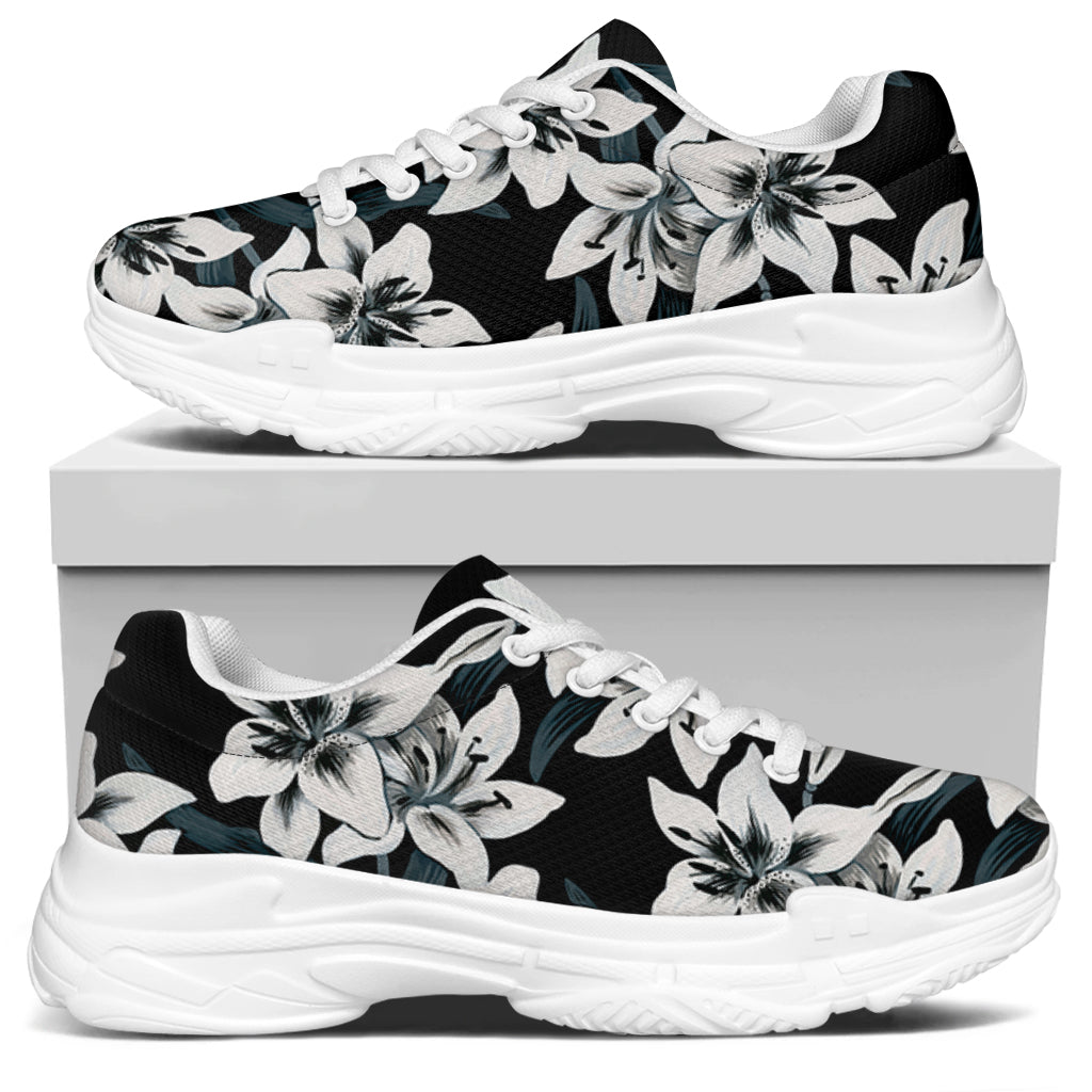 Lily Floral Pattern Print White Chunky Shoes