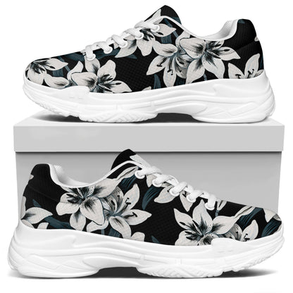 Lily Floral Pattern Print White Chunky Shoes