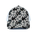 Lily Floral Pattern Print White Mesh Trucker Hat