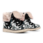 Lily Floral Pattern Print Winter Boots