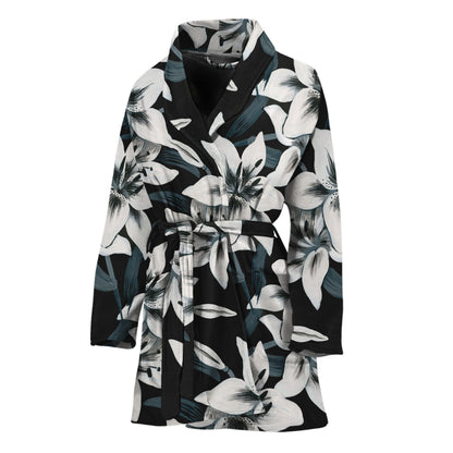 Lily Floral Pattern Print Women's Bathrobe
