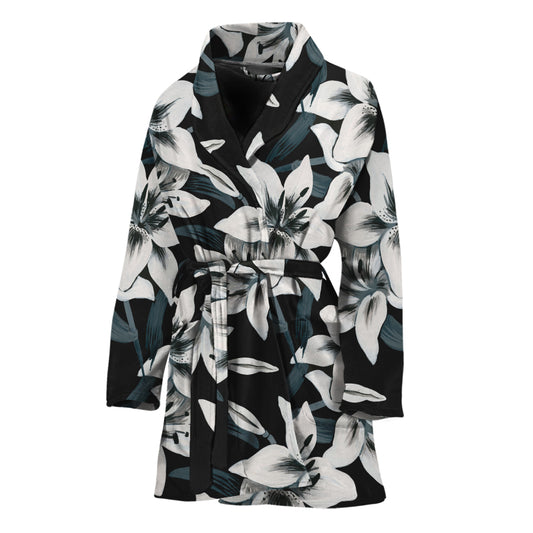 Lily Floral Pattern Print Women's Bathrobe