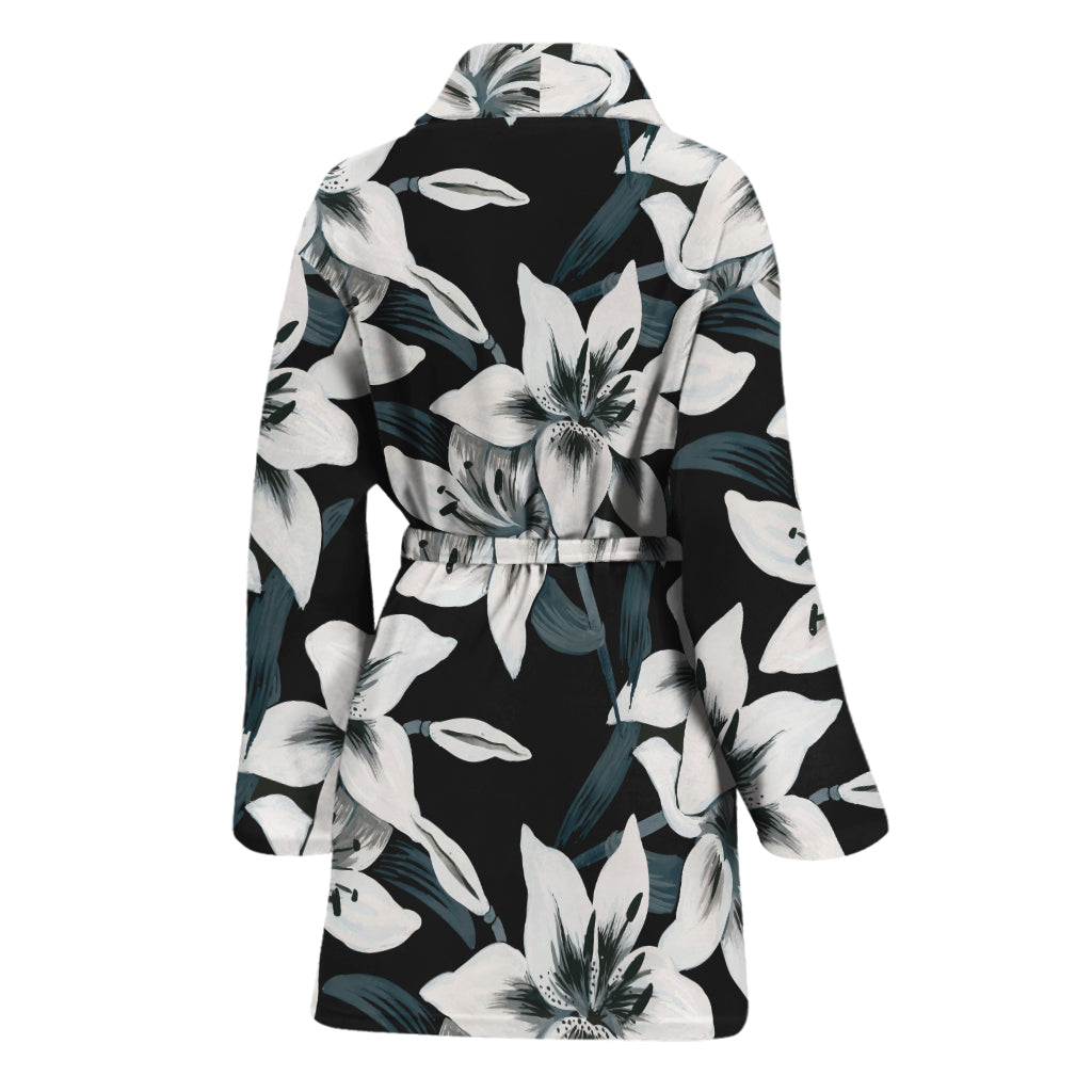 Lily Floral Pattern Print Women's Bathrobe