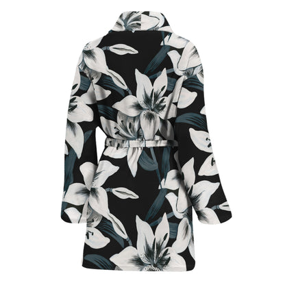 Lily Floral Pattern Print Women's Bathrobe