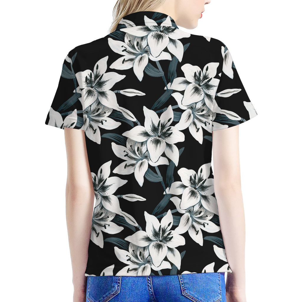 Lily Floral Pattern Print Women's Polo Shirt