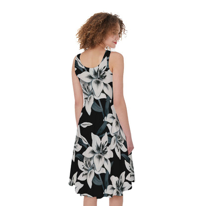 Lily Floral Pattern Print Women's Sleeveless Dress