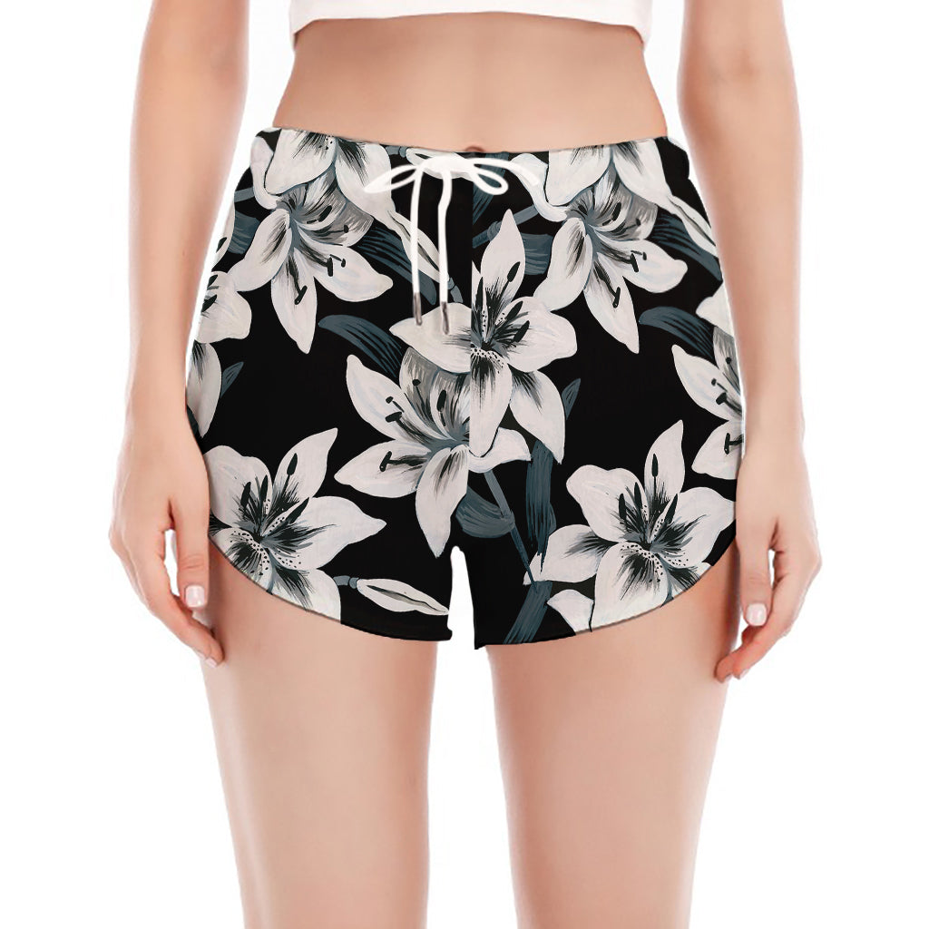 Lily Floral Pattern Print Women's Split Running Shorts