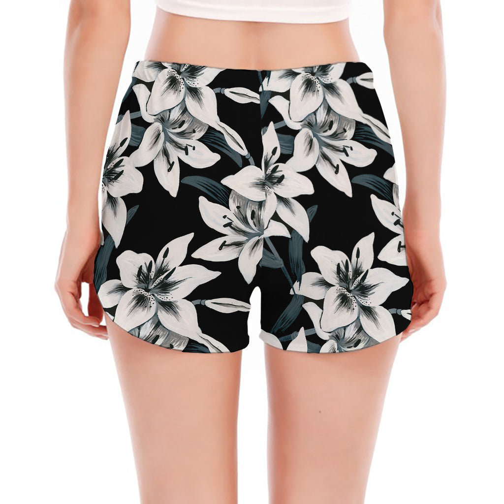 Lily Floral Pattern Print Women's Split Running Shorts
