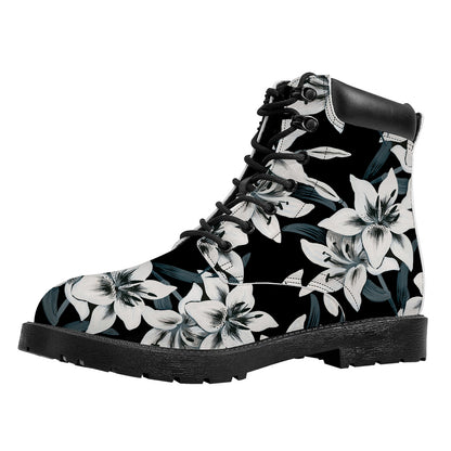 Lily Floral Pattern Print Work Boots