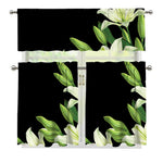 Lily Floral Print 3 Piece Kitchen Curtains
