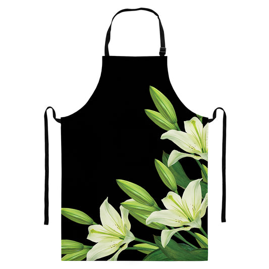 Lily Floral Print Bib Apron With Pocket