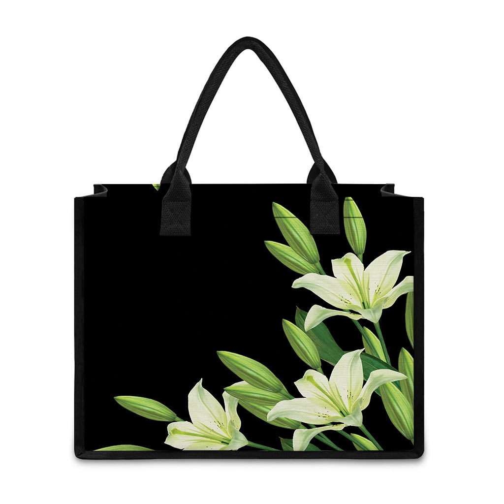Lily Floral Print Canvas Tote Bag