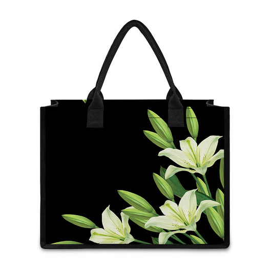 Lily Floral Print Canvas Tote Bag