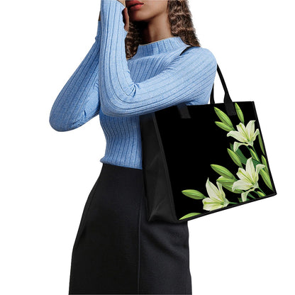 Lily Floral Print Canvas Tote Bag