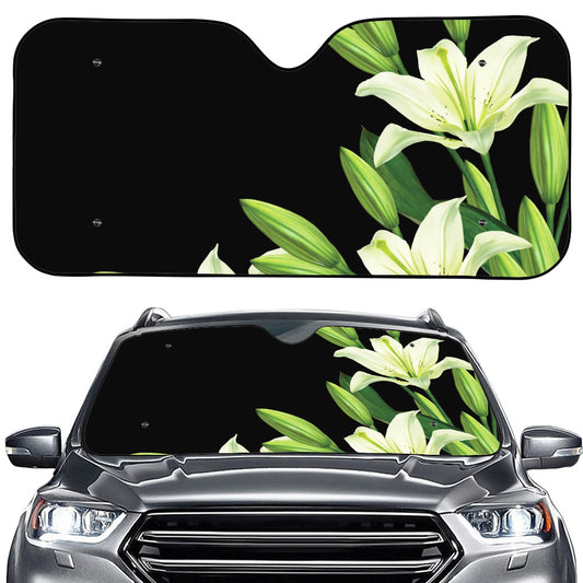 Lily Floral Print Car Windshield Sun Shade