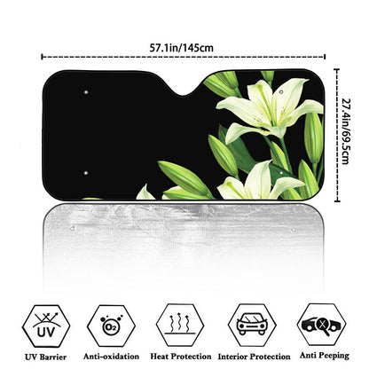 Lily Floral Print Car Windshield Sun Shade