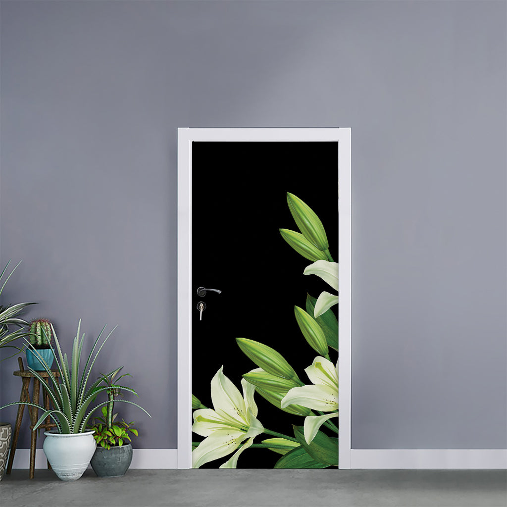 Lily Floral Print Door Sticker