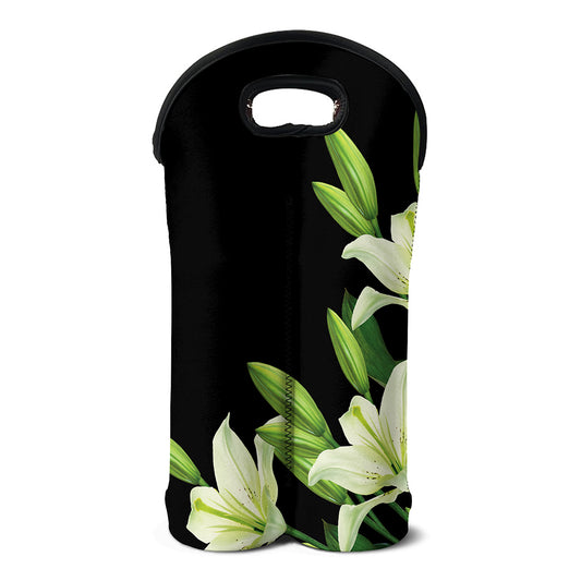 Lily Floral Print Double Neoprene Wine Tote