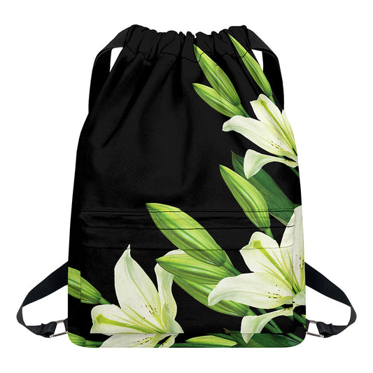 Lily Floral Print Drawstring Backpack