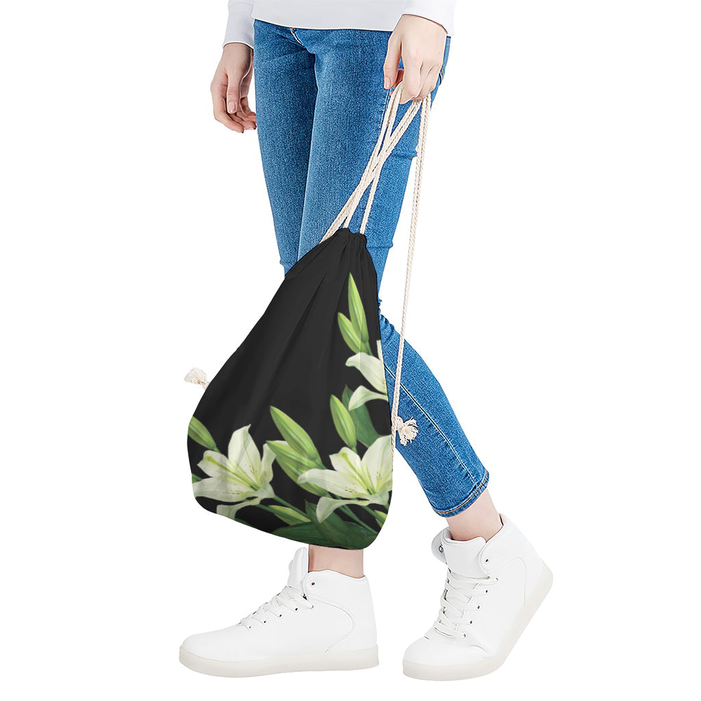 Lily Floral Print Drawstring Bag