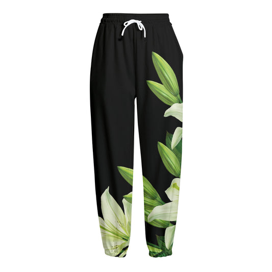Lily Floral Print Fleece Lined Knit Pants