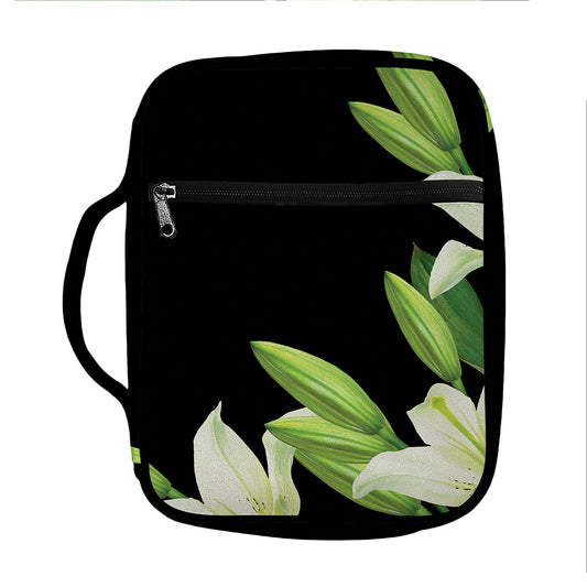 Lily Floral Print Front Pocket Bible Bag