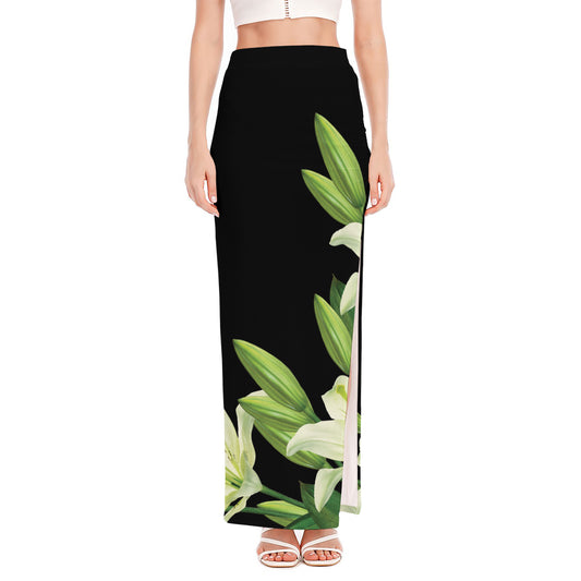 Lily Floral Print High Slit Maxi Skirt
