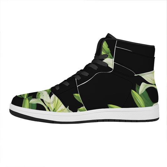 Lily Floral Print High Top Leather Sneakers