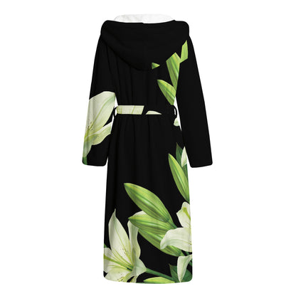 Lily Floral Print Hooded Bathrobe