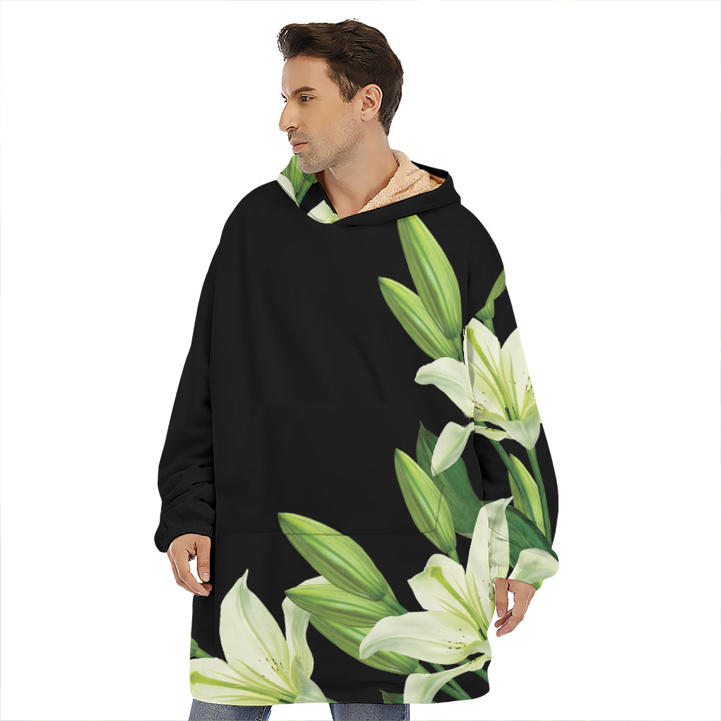 Lily Floral Print Hoodie Blanket