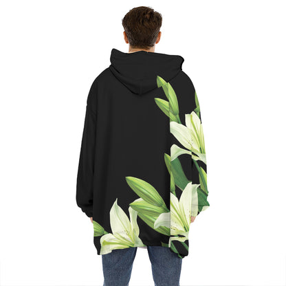 Lily Floral Print Hoodie Blanket