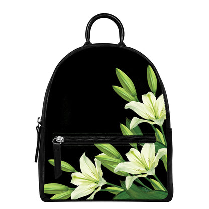 Lily Floral Print Leather Backpack