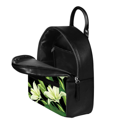 Lily Floral Print Leather Backpack